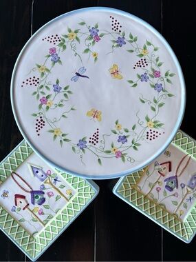 Vintage Cake Stand and Dessert Plates - Set of 12